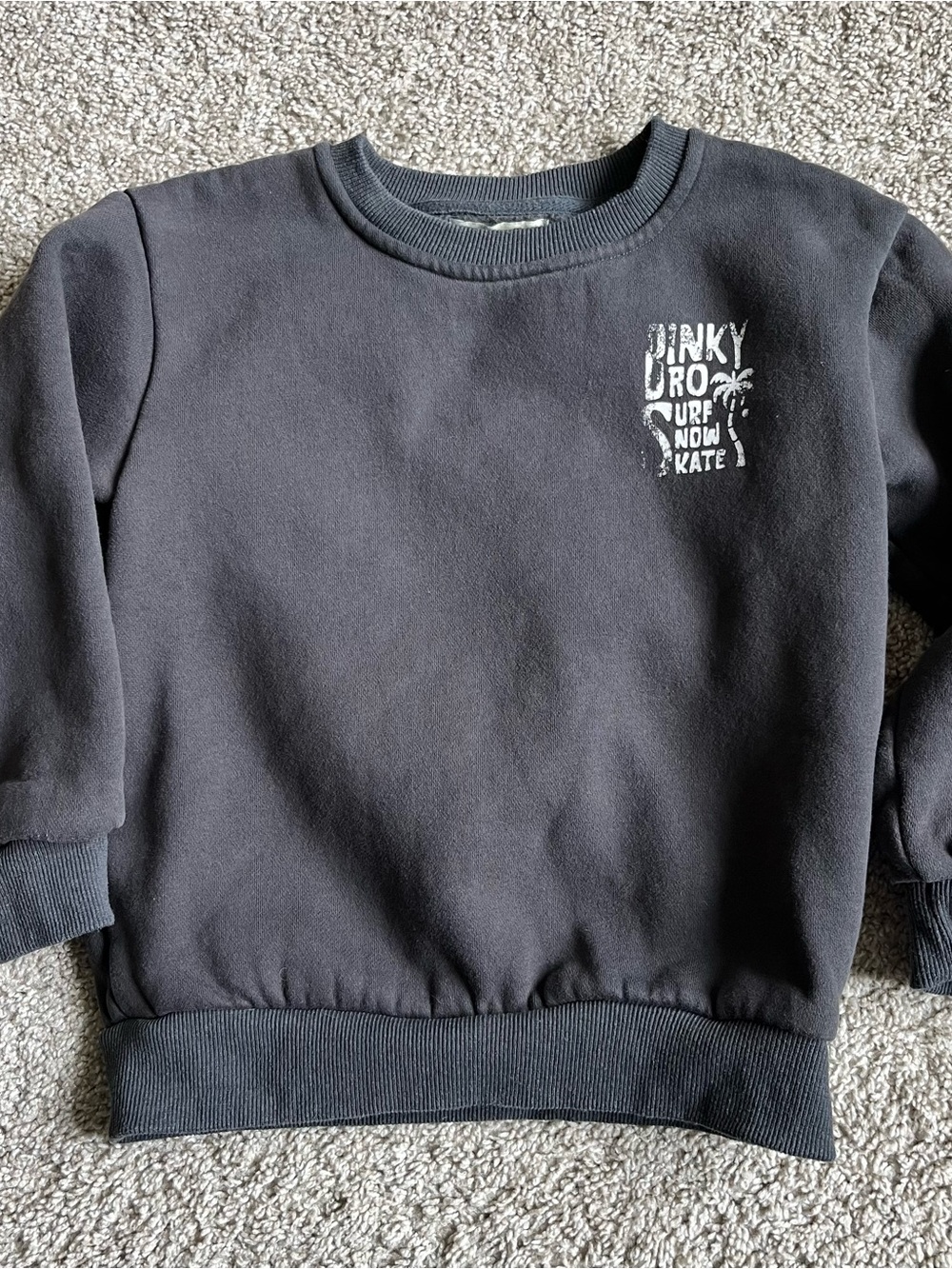 Kids Black Crew Sweatshirt with Palm Surf Logo